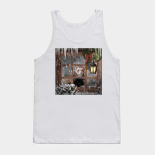 Ferrets Christmas art design. A Winter Day Indoors Ferret Tank Top